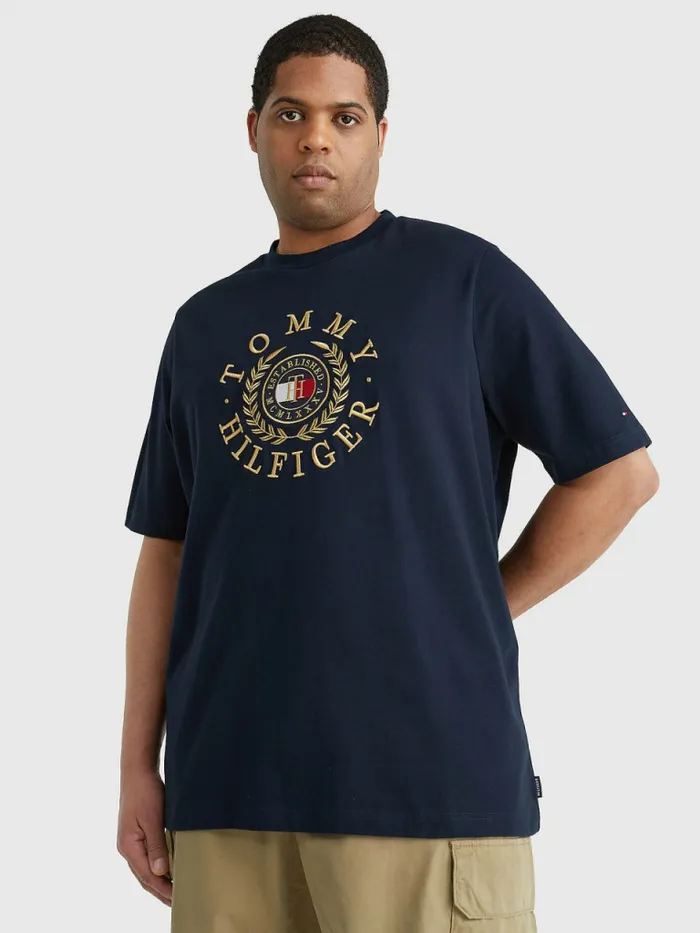 Tommy Hilfiger Plus Icons Embroidery TShirt Desert Sky Mens Plus Size Clothing Tommy Hilfiger Plus Icons Embroidery TShirt Desert Sky Mens Plus Size Clothing