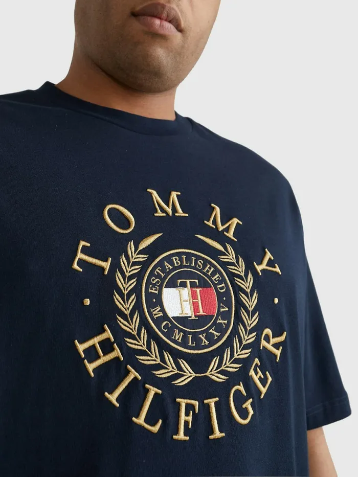 Tommy Hilfiger Plus Icons Embroidery TShirt Desert Sky Mens Plus Size Clothing