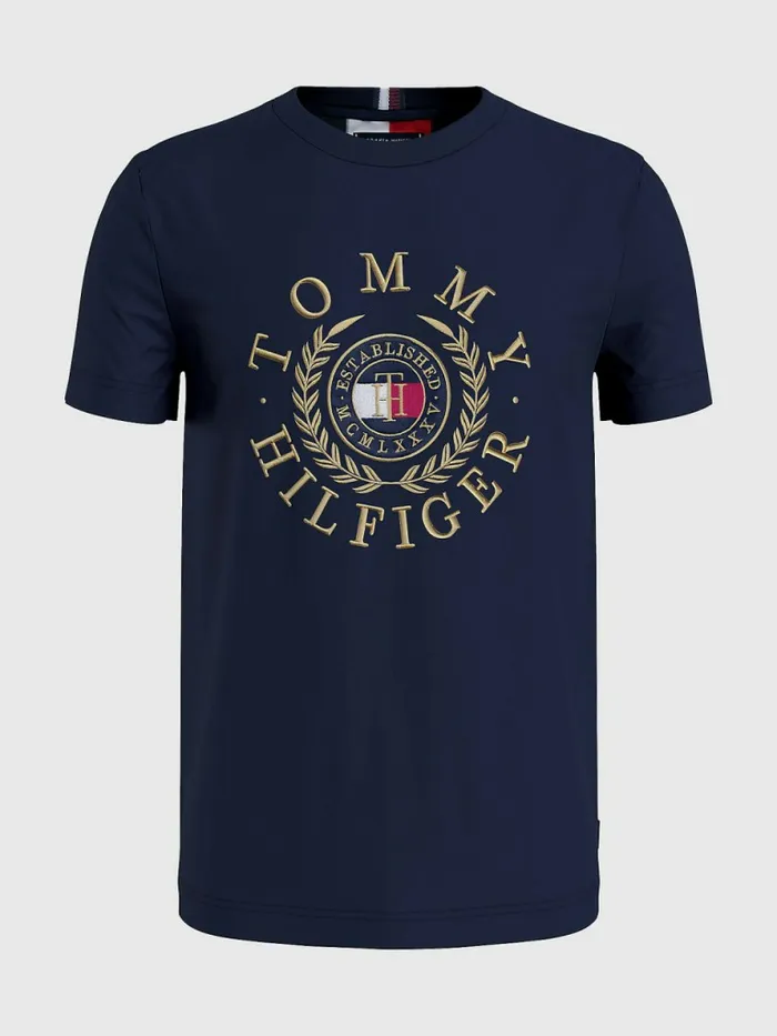 Tommy Hilfiger Plus Icons Embroidery TShirt Desert Sky Mens Plus Size Clothing