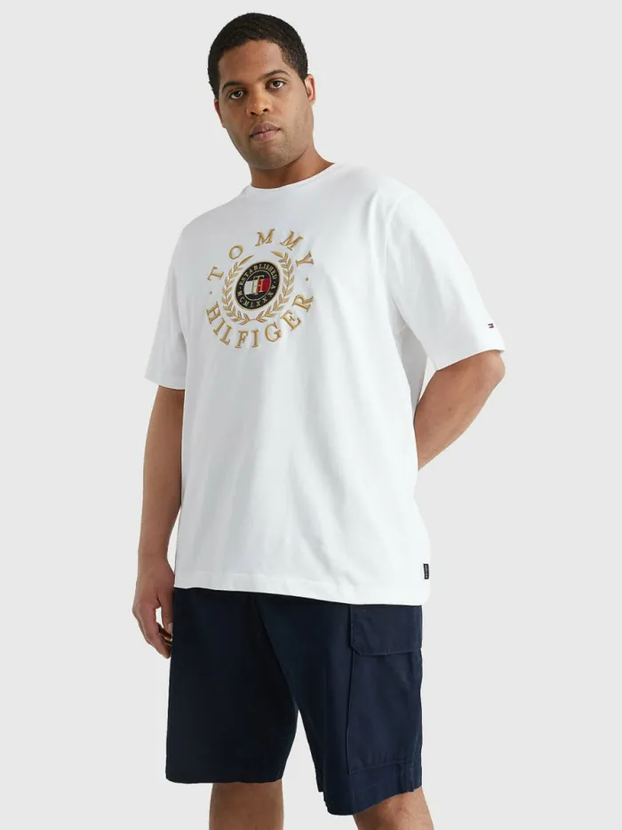 Tommy Hilfiger Plus Icons Embroidery TShirt White Mens TShirts Online