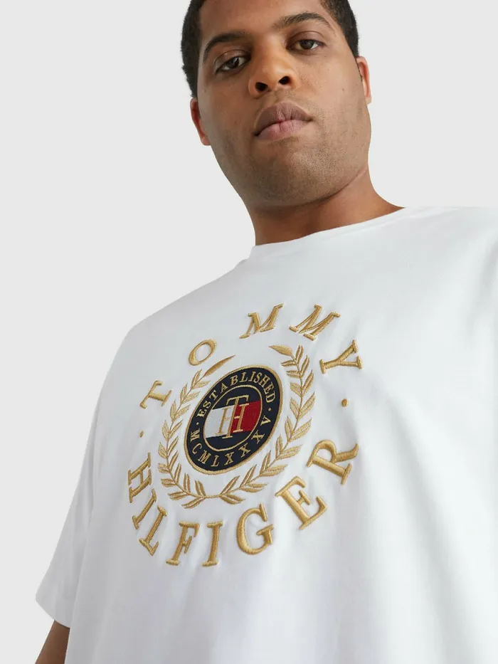 Tommy Hilfiger Plus Icons Embroidery TShirt White Mens TShirts Online
