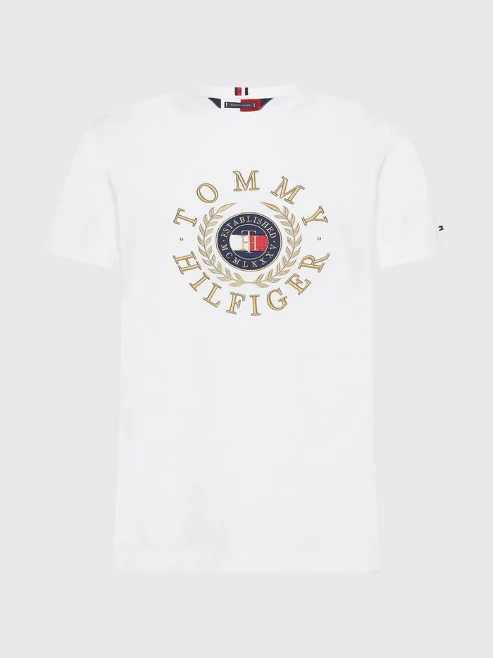 Tommy Hilfiger Plus Icons Embroidery TShirt White Mens TShirts Online