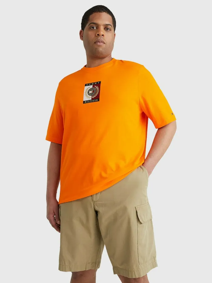 Tommy Hilfiger Plus Icons Logo TShirt Hawaiian Orange Mens TShirts Casaul