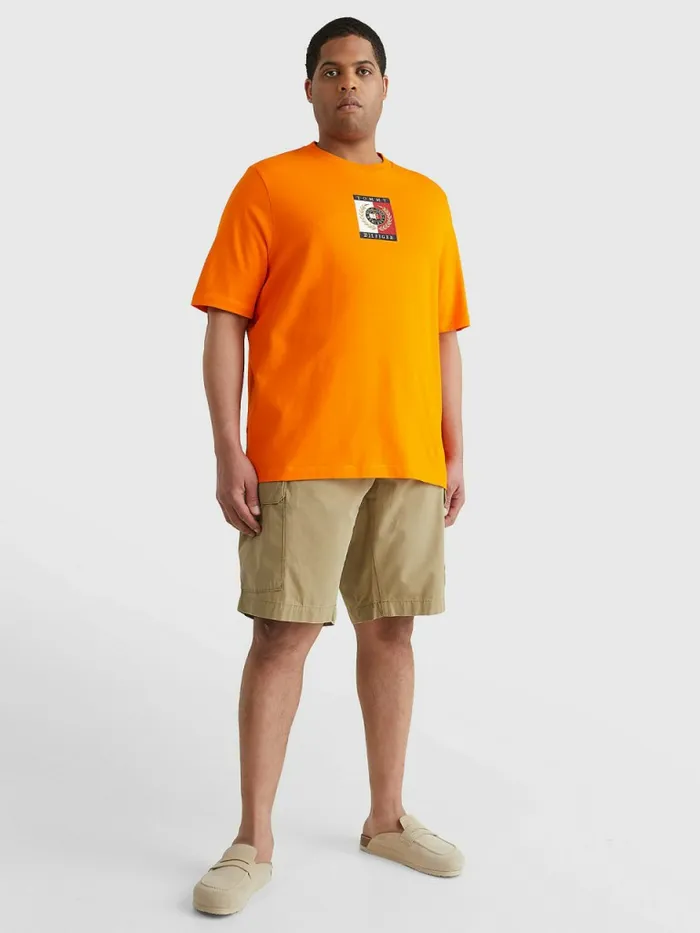 Tommy Hilfiger Plus Icons Logo TShirt Hawaiian Orange Mens TShirts Casaul
