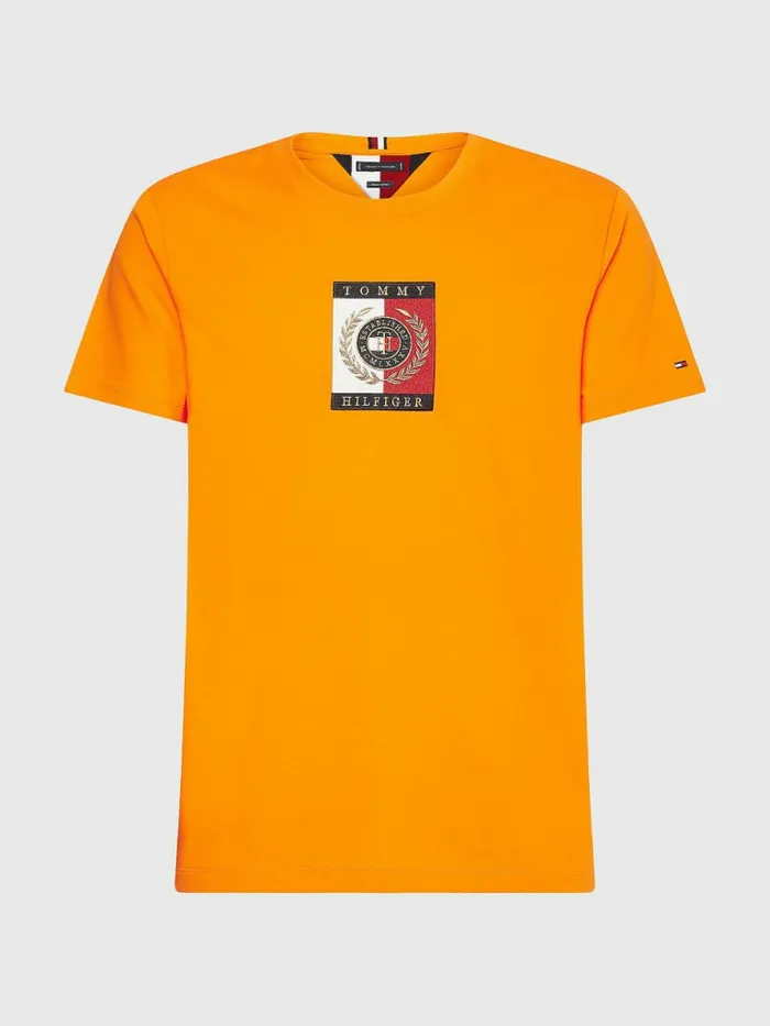 Tommy Hilfiger Plus Icons Logo TShirt Hawaiian Orange Mens TShirts Casaul