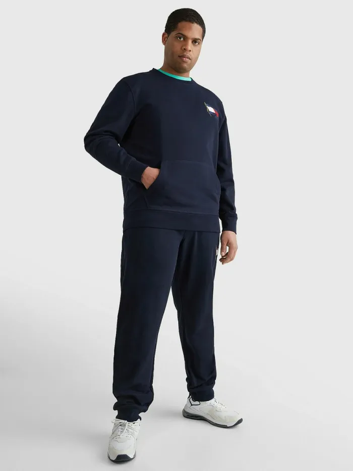 Tommy Hilfiger Plus Motion Flag Crew Neck Sweatshirt Desert Sky Mens Sweatshirts and Hoodies Online