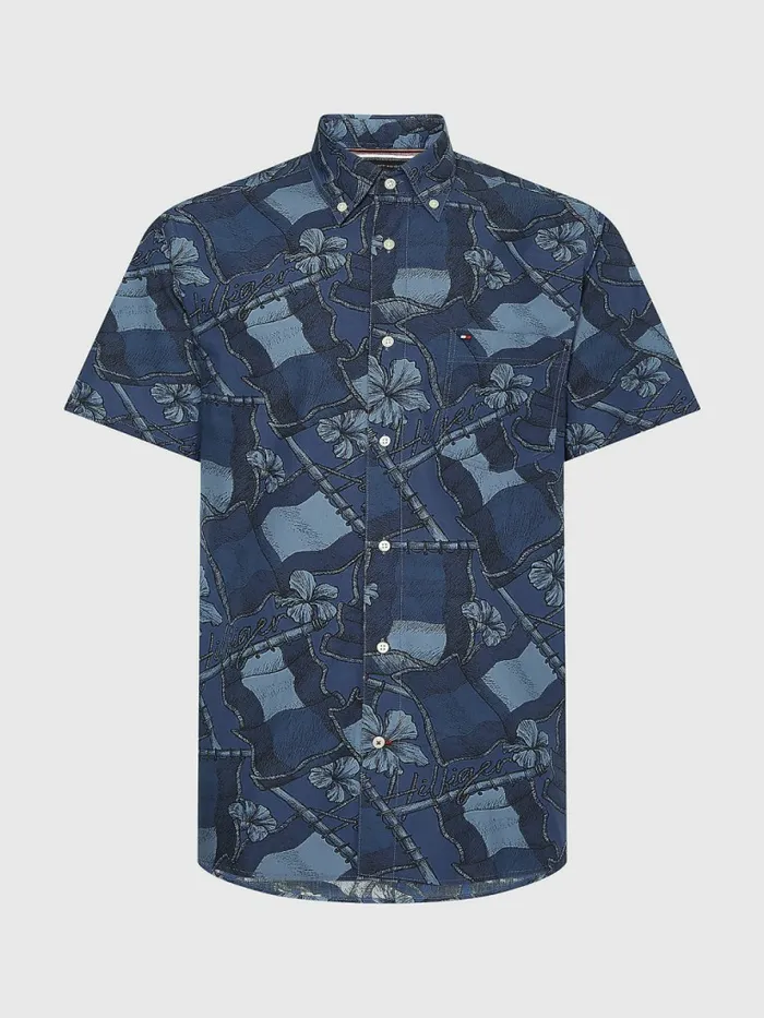 Tommy Hilfiger Plus Motion Flag Short Sleeve Shirt Desert SkyMulti Mens Plus Size Clothing Tommy Hilfiger Plus Motion Flag Short Sleeve Shirt Desert SkyMulti Mens Plus Size Clothing