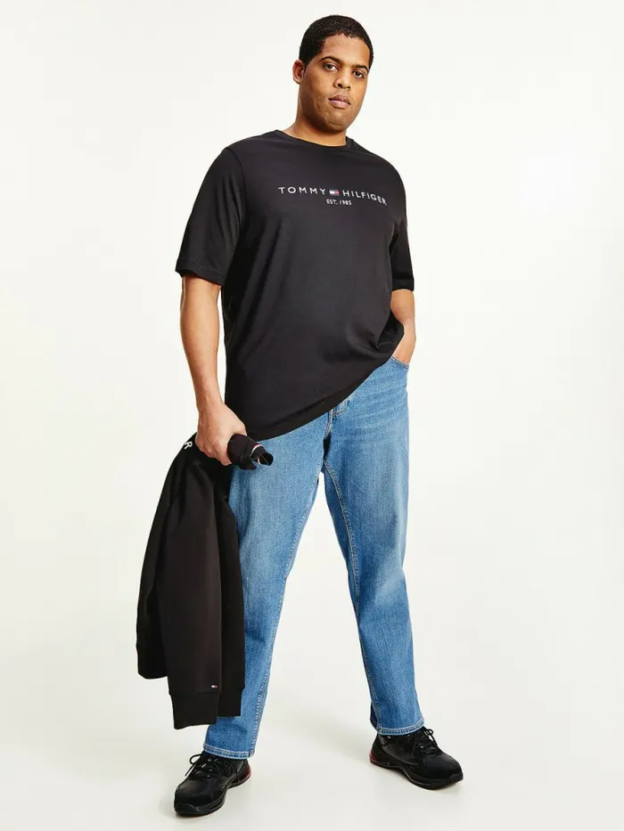 Tommy Hilfiger Plus Organic Cotton Logo TShirt Black Mens TShirts Near Me