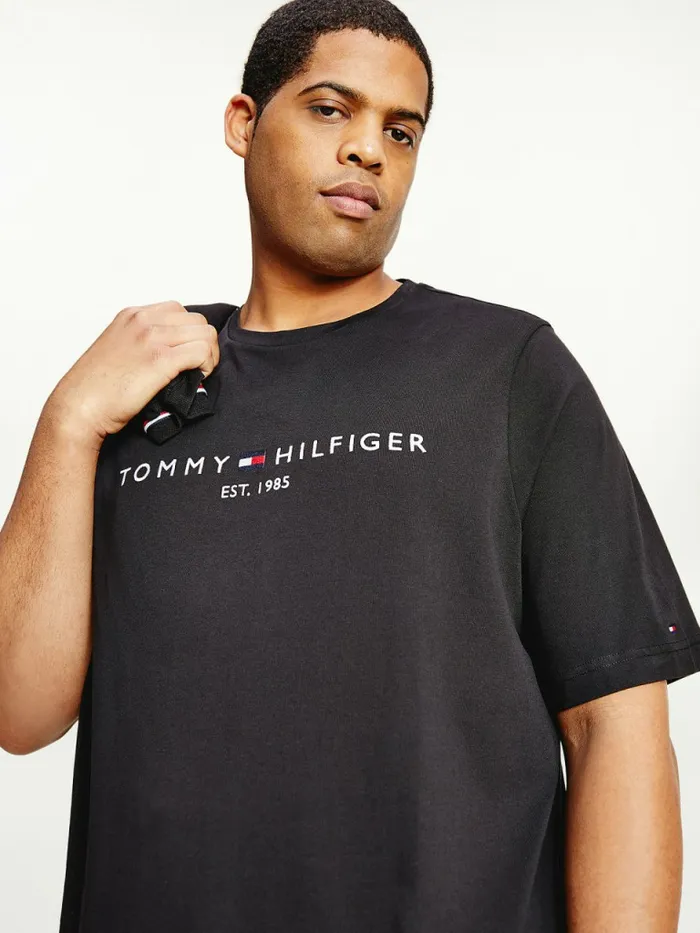 Tommy Hilfiger Plus Organic Cotton Logo TShirt Black Mens TShirts Near Me