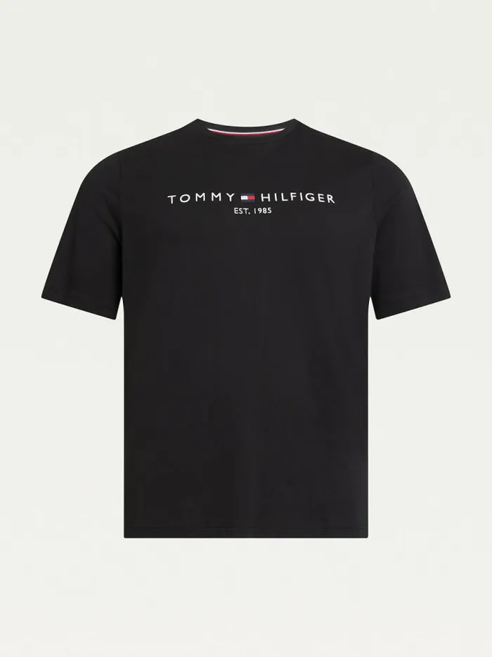 Tommy Hilfiger Plus Organic Cotton Logo TShirt Black Mens TShirts Near Me