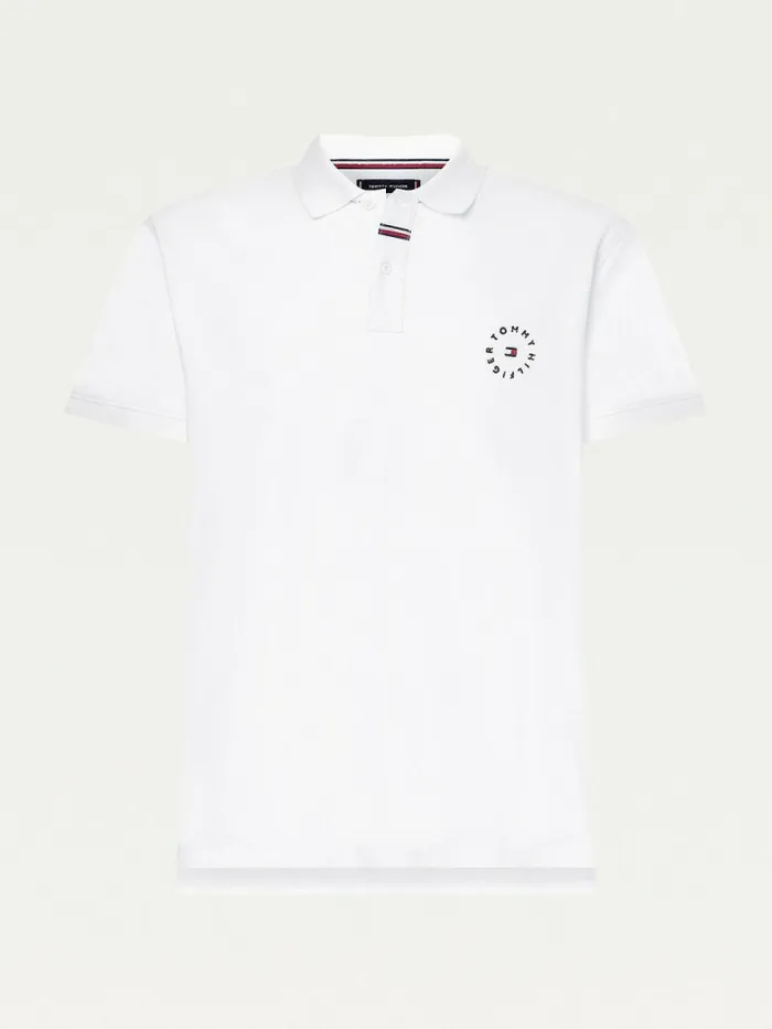 Tommy Hilfiger Plus Organic Cotton Pique Regular Fit Polo White Mens Polo Shirts Cheap On Sale