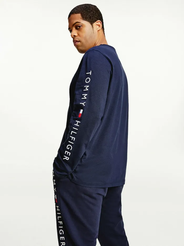 Tommy Hilfiger Plus Organic Jersey Logo Long Sleeve TShirt Desert Sky Mens TShirts Gift 4 You