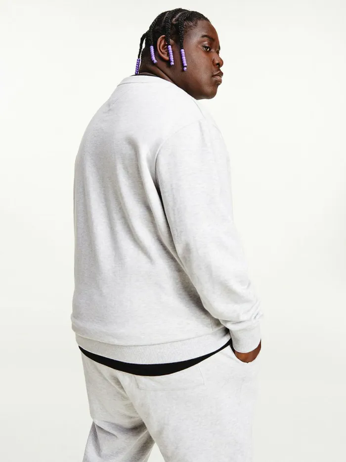 Tommy Hilfiger Plus Recycled Signature Logo Relaxed Sweatshirt Lt Grey Htr Mens Sweatshirts and Hoodies Gift Ideas