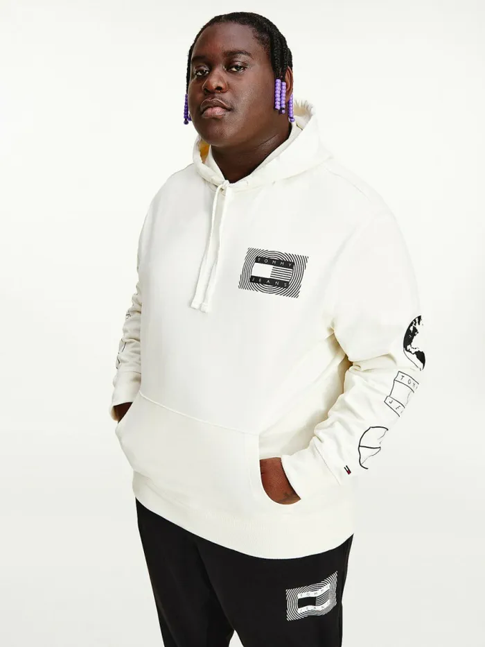 Tommy Hilfiger Plus Recycled Unity Back Graphic Hoody Ivory Mens Sweatshirts and Hoodies For Sale Tommy Hilfiger Plus Recycled Unity Back Graphic Hoody Ivory Mens Sweatshirts and Hoodies For Sale