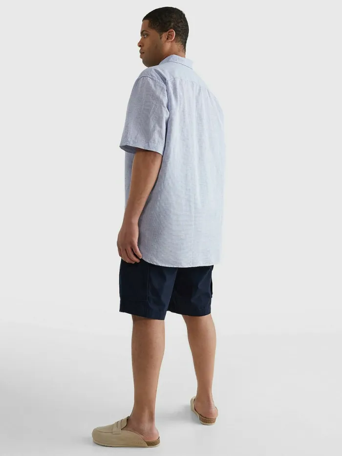 Tommy Hilfiger Plus Short Sleeve Tapered Regular Fit Shirt Daybreak BlueWhite Mens Shirts Cheap On Sale