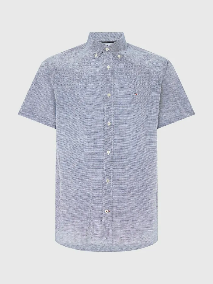 Tommy Hilfiger Plus Short Sleeve Tapered Regular Fit Shirt Daybreak BlueWhite Mens Shirts Cheap On Sale