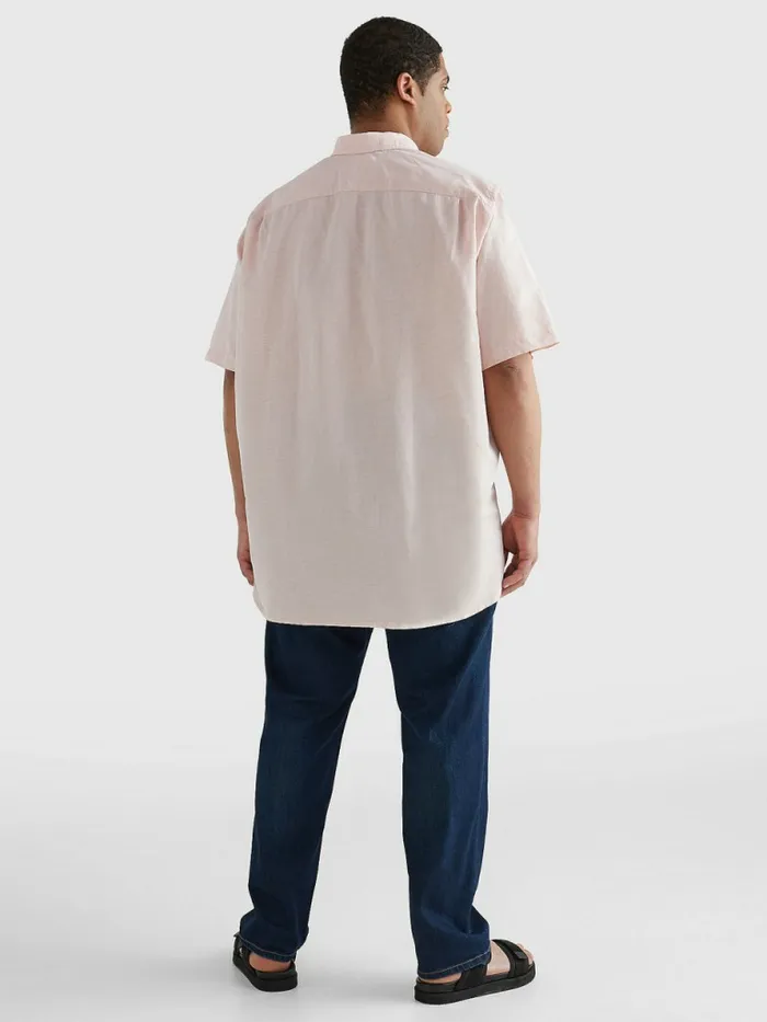 Tommy Hilfiger Plus Short Sleeve Tapered Regular Fit Shirt GuavaWhite Mens Plus Size Clothing