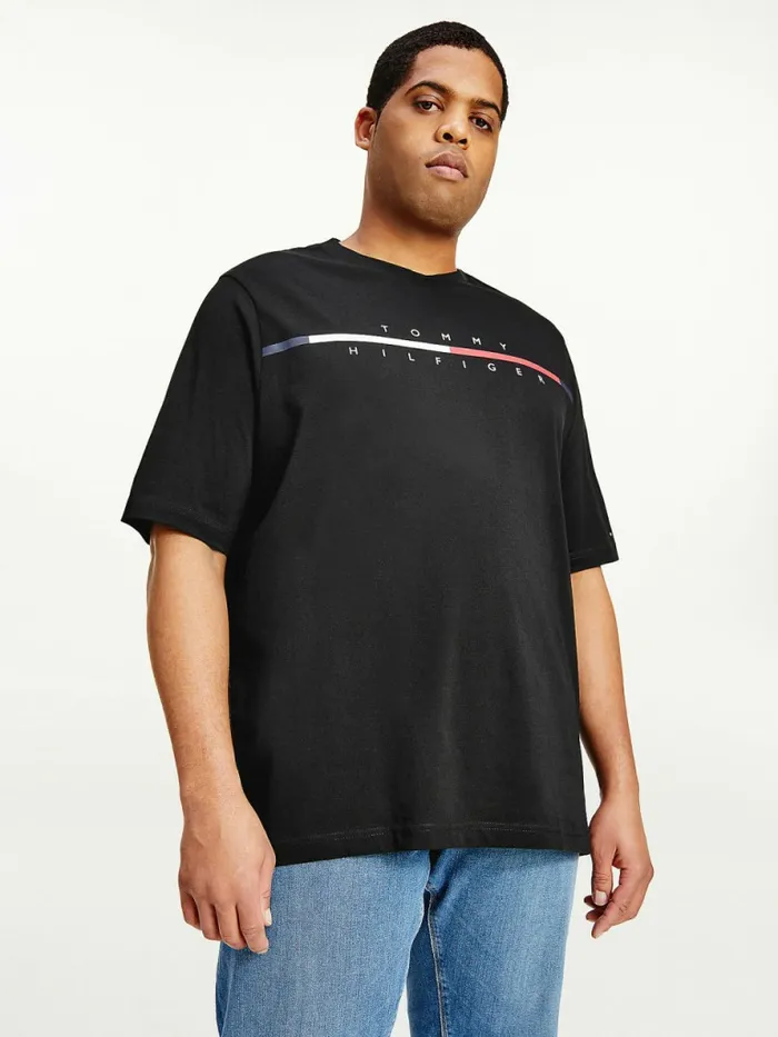 Tommy Hilfiger Plus Signature Split Logo TShirt Black Mens Plus Size Clothing Tommy Hilfiger Plus Signature Split Logo TShirt Black Mens Plus Size Clothing