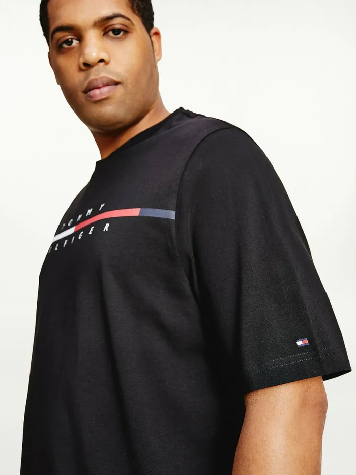 Tommy Hilfiger Plus Signature Split Logo TShirt Black Mens Plus Size Clothing