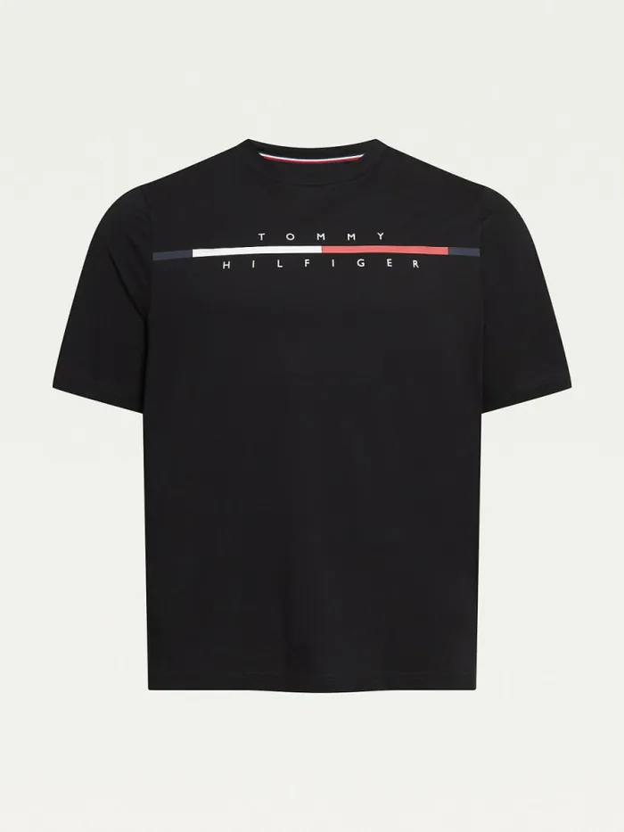 Tommy Hilfiger Plus Signature Split Logo TShirt Black Mens Plus Size Clothing