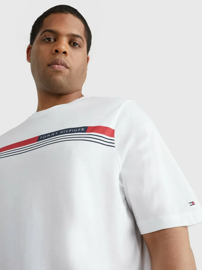 Tommy Hilfiger Plus Signature Tape TShirt White Mens TShirts Fashion