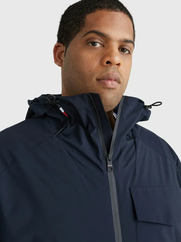 Tommy Hilfiger Plus Th Tech Warm Hooded Jacket Desert Sky Mens Coats and Jackets Gift for Friend