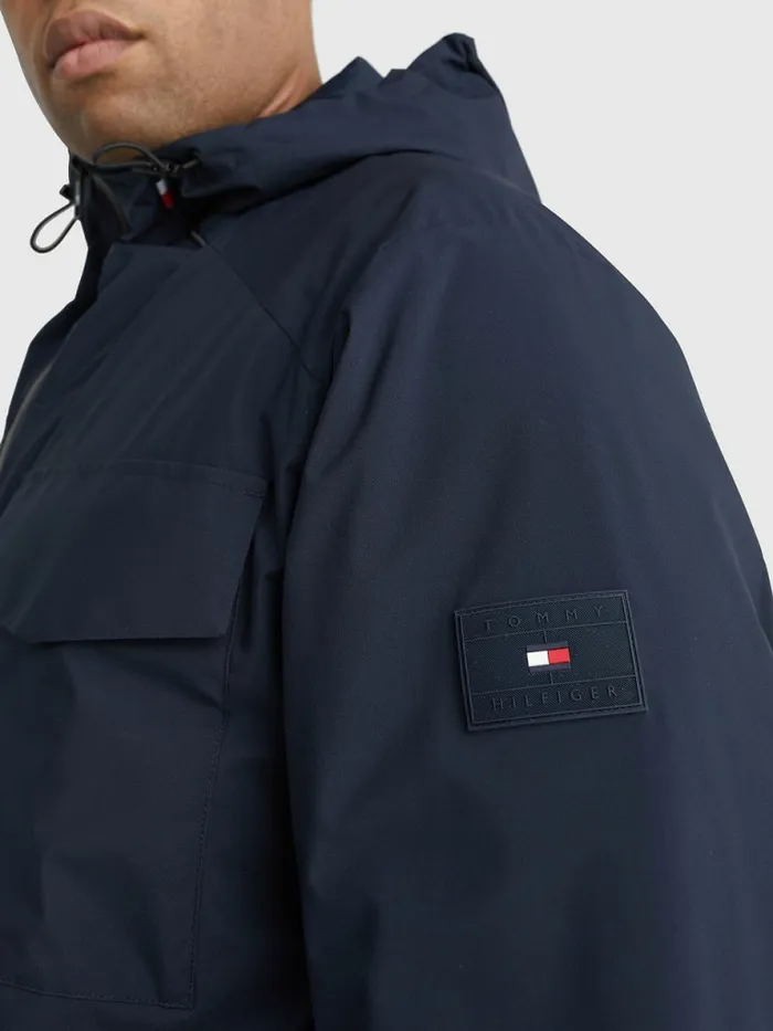 Tommy Hilfiger Plus Th Tech Warm Hooded Jacket Desert Sky Mens Coats and Jackets Gift for Friend