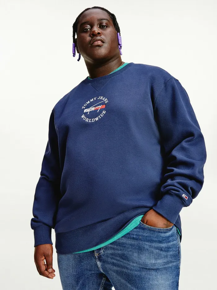 Tommy Hilfiger Plus Timeless Signature Logo Sweatshirt Twilight Navy Mens Plus Size Clothing Tommy Hilfiger Plus Timeless Signature Logo Sweatshirt Twilight Navy Mens Plus Size Clothing