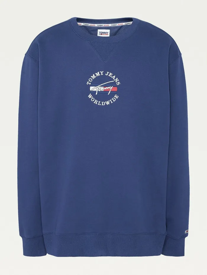 Tommy Hilfiger Plus Timeless Signature Logo Sweatshirt Twilight Navy Mens Sweatshirts and Hoodies Online