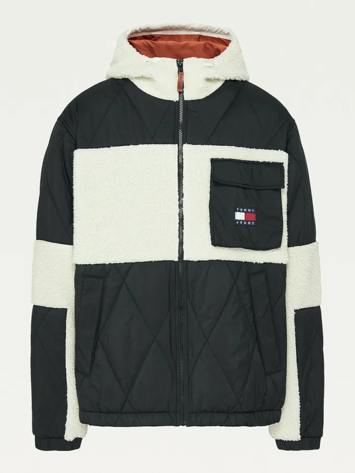 Tommy Hilfiger Plus Tommy Badge Sherpa Jacket Black Mens Coats and Jackets Popular