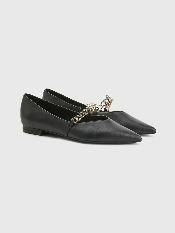 Tommy Hilfiger Pointed Toe Chain Leather Ballerinas Black Womens Flat Shoes Near Me Tommy Hilfiger Pointed Toe Chain Leather Ballerinas Black Womens Flat Shoes Near Me