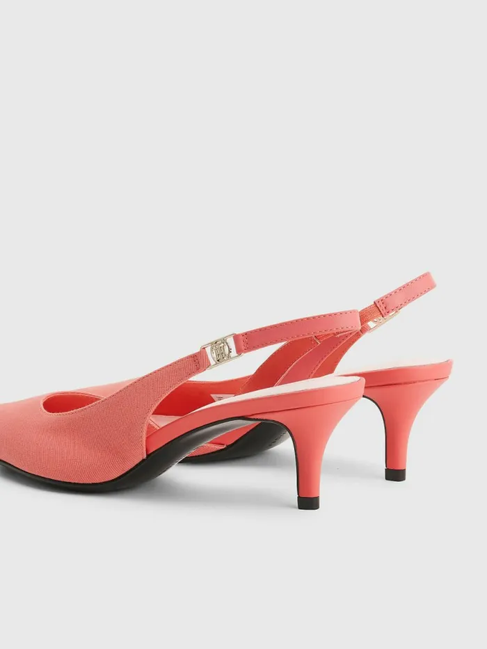 Tommy Hilfiger Pointed Toe Sling Back Court Shoes Crystal Coral Womens Pumps Gift for Friend