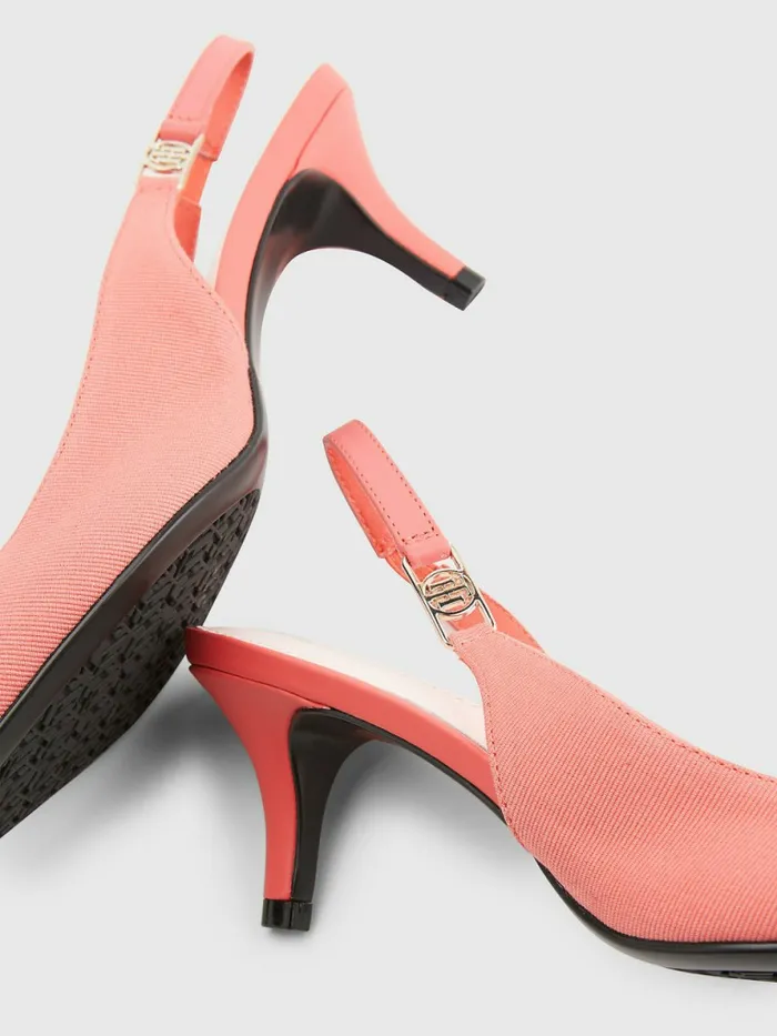 Tommy Hilfiger Pointed Toe Sling Back Court Shoes Crystal Coral Womens Pumps Gift for Friend