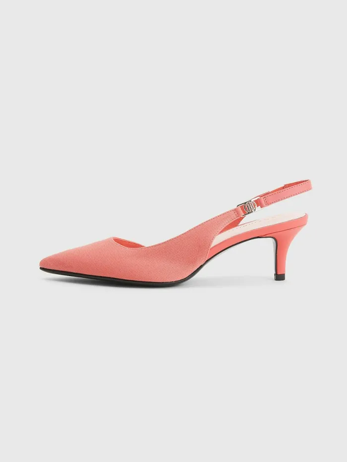 Tommy Hilfiger Pointed Toe Sling Back Court Shoes Crystal Coral Womens Pumps Gift for Friend
