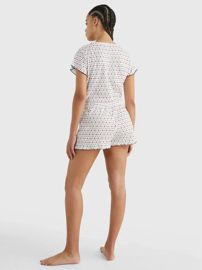 Tommy Hilfiger Pointelle Logo Shorts Ditsy Paint Floral Womens Lounge and Nightwear Cheap On Sale
