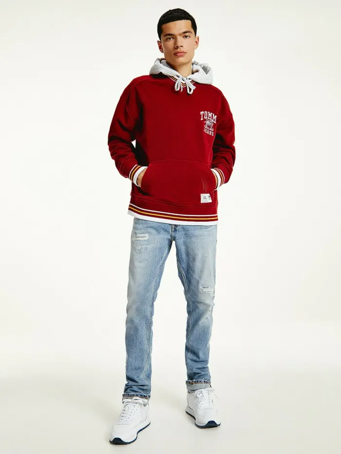 Tommy Hilfiger Polar Fleece VNeck Hoody Bing Cherry Mens Sweatshirts and Hoodies Fashion Tommy Hilfiger Polar Fleece VNeck Hoody Bing Cherry Mens Sweatshirts and Hoodies Fashion