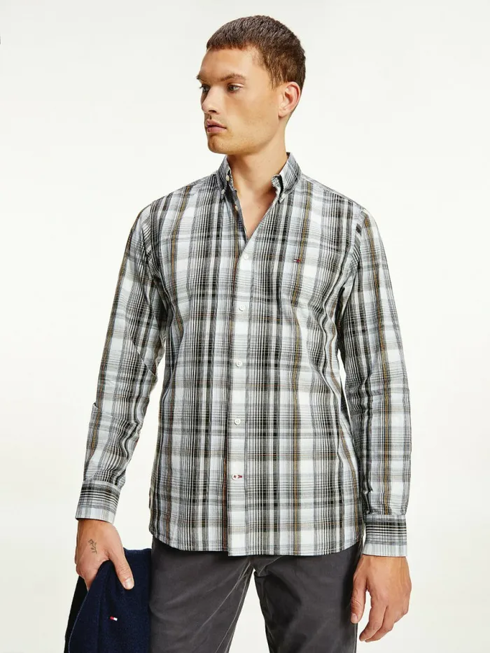 Tommy Hilfiger Poplin Check Regular Fit Shirt Iron GreyMulti Mens Shirts Casaul Tommy Hilfiger Poplin Check Regular Fit Shirt Iron GreyMulti Mens Shirts Casaul