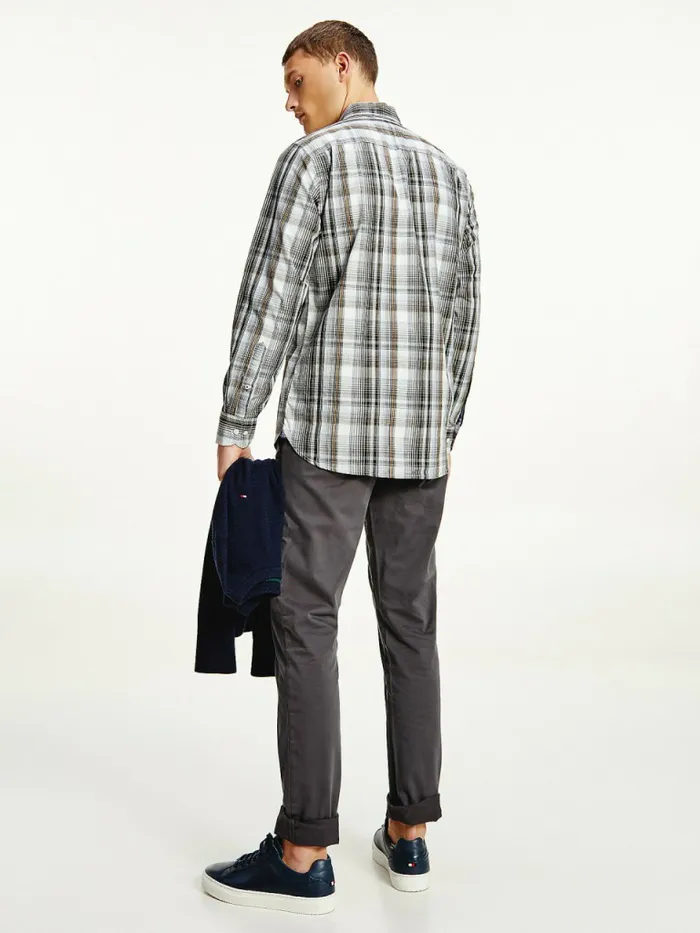 Tommy Hilfiger Poplin Check Regular Fit Shirt Iron GreyMulti Mens Shirts Casaul