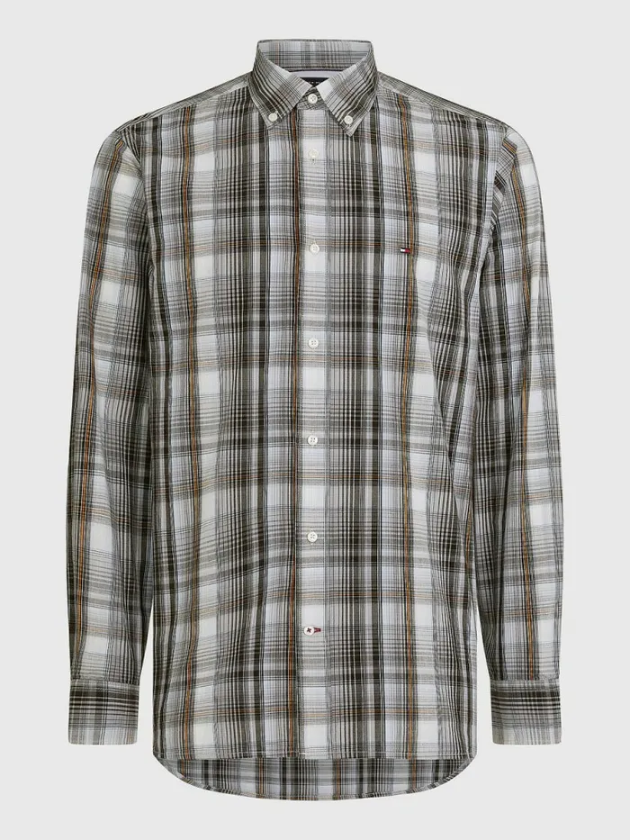 Tommy Hilfiger Poplin Check Regular Fit Shirt Iron GreyMulti Mens Shirts Casaul