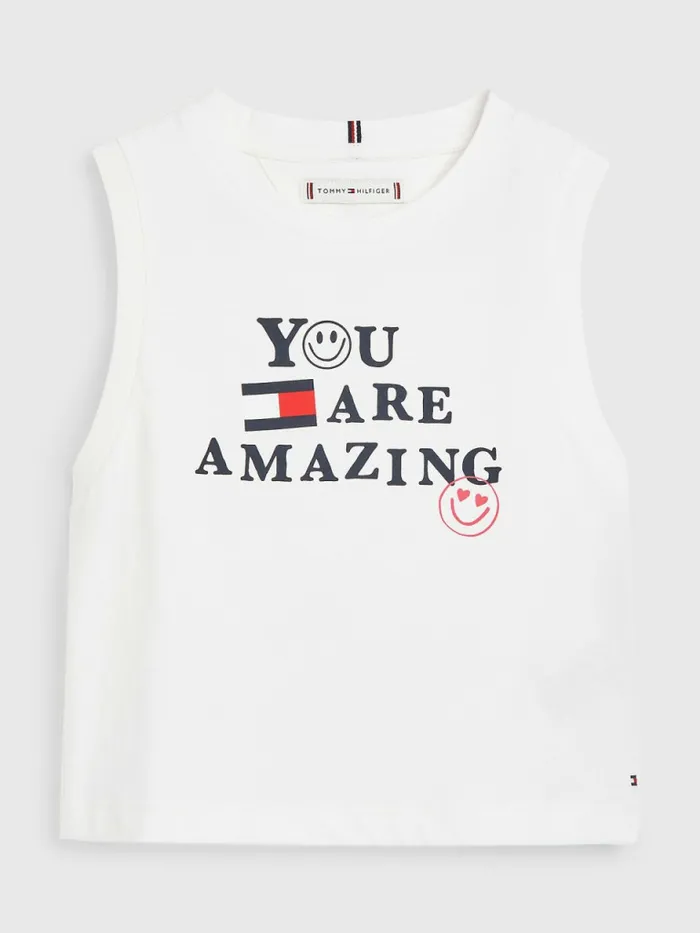 Tommy Hilfiger Positive Print Tank Top White Girls Tops and TShirts Gift 4 You Tommy Hilfiger Positive Print Tank Top White Girls Tops and TShirts Gift 4 You