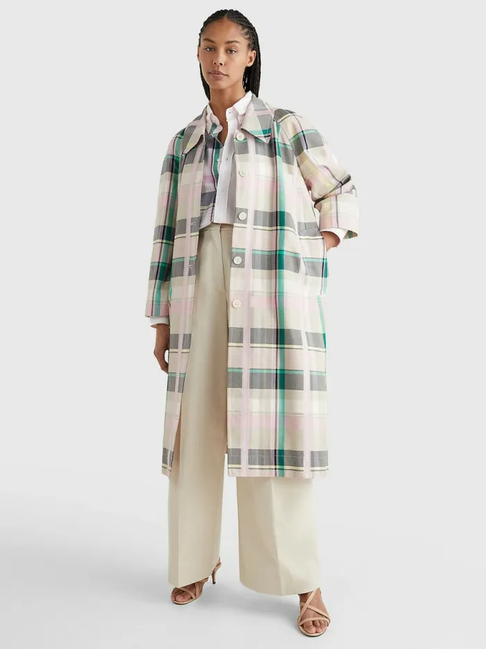 Tommy Hilfiger Prep Crest Check Car Coat Light Pastel Pink Womens Coats and Jackets Cheap On Sale