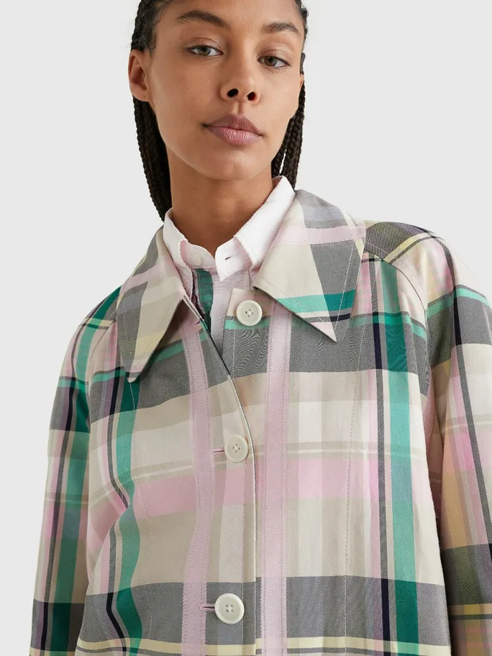 Tommy Hilfiger Prep Crest Check Car Coat Light Pastel Pink Womens Coats and Jackets Cheap On Sale