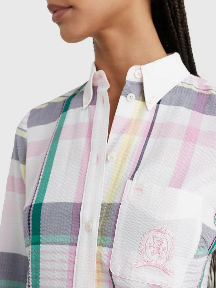 Tommy Hilfiger Prep Crest Check Shirt Dress Light Pastel Pink Womens Dresses and Jumpsuits Fashion