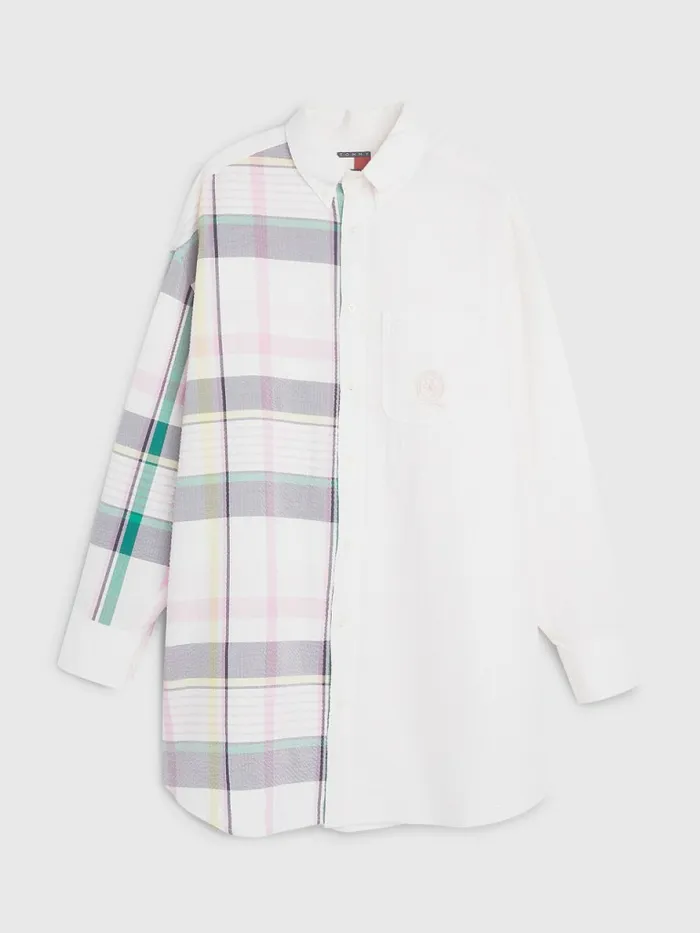 Tommy Hilfiger Prep Crest Madras Check Seersucker Shirt Light Pastel Pink Womens CoOrds
