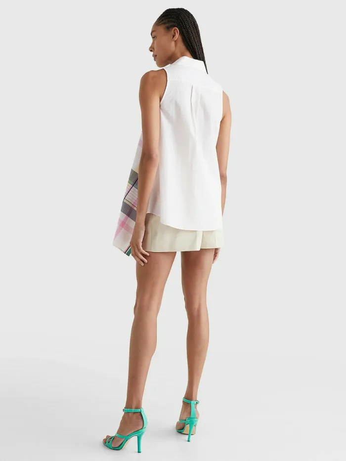 Tommy Hilfiger Prep Crest Madras Check Sleeveless Shirt Light Pastel Pink Womens CoOrds