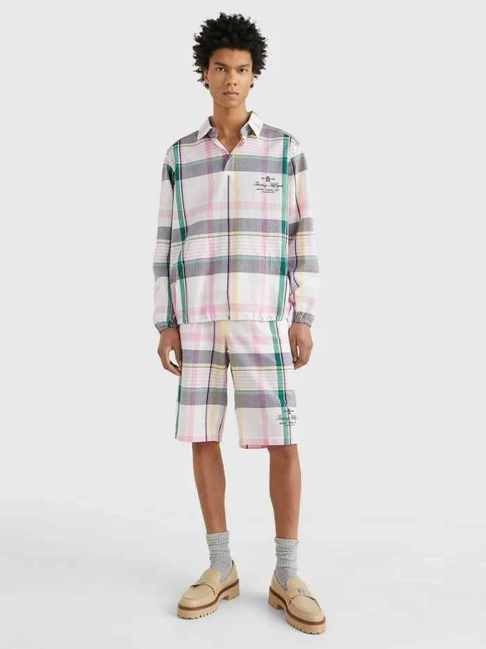 Tommy Hilfiger Prep Madras Check Popover Shirt Light Pastel Pink Mens Shirts On Sale