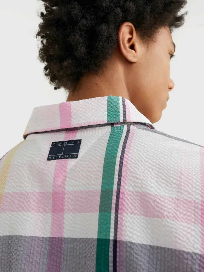Tommy Hilfiger Prep Madras Check Popover Shirt Light Pastel Pink Mens Shirts On Sale