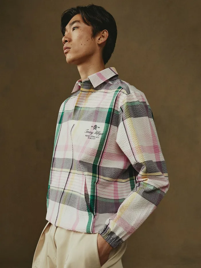 Tommy Hilfiger Prep Madras Check Popover Shirt Light Pastel Pink Mens Shirts On Sale