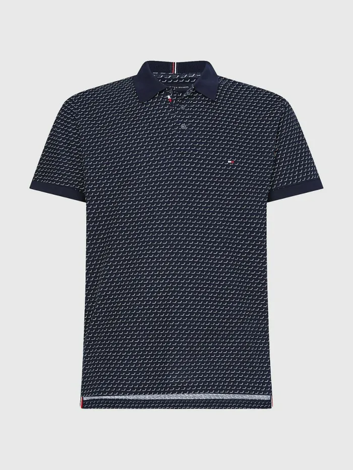Tommy Hilfiger Print Regular Fit Polo Desert Sky Mens Polo Shirts Casaul