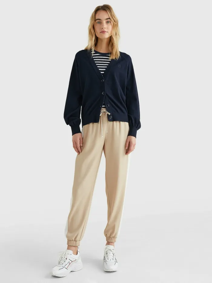Tommy Hilfiger Puff Sleeve Relaxed Fit Cardigan Desert Sky Womens Knitwear Online
